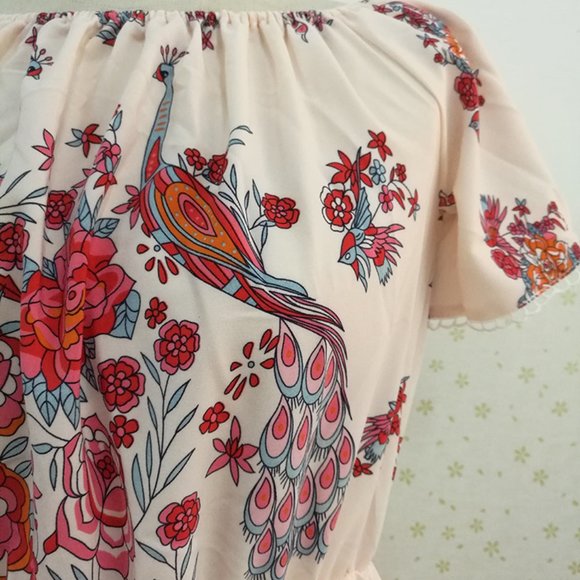 BOHO Off Shoulder Floral Print Maxi Gypsy Dress - Picture 5 of 10